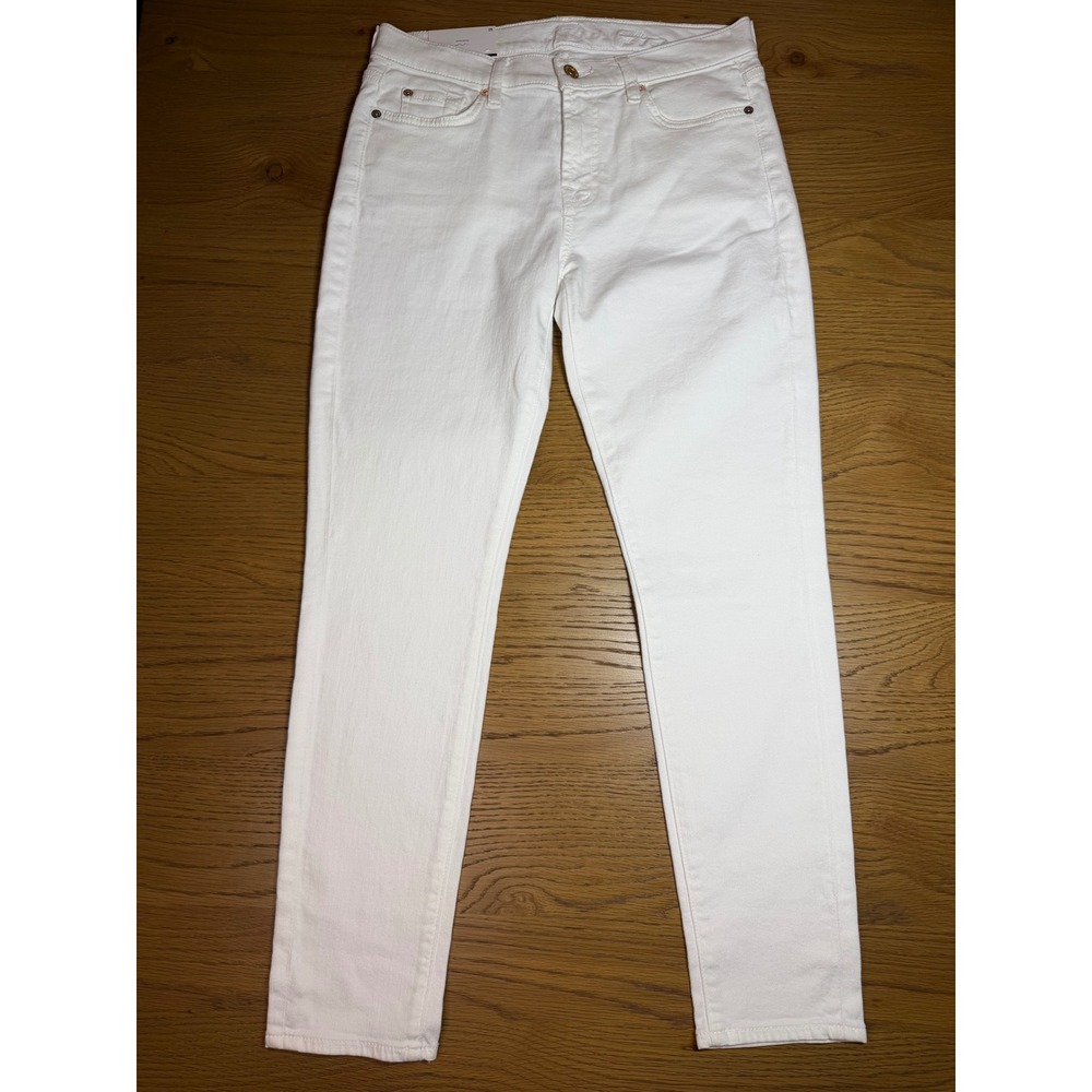 7 For All Mankind Ankle Gwenevere Skinny Jean White Denim Stretch Size 29 NWT